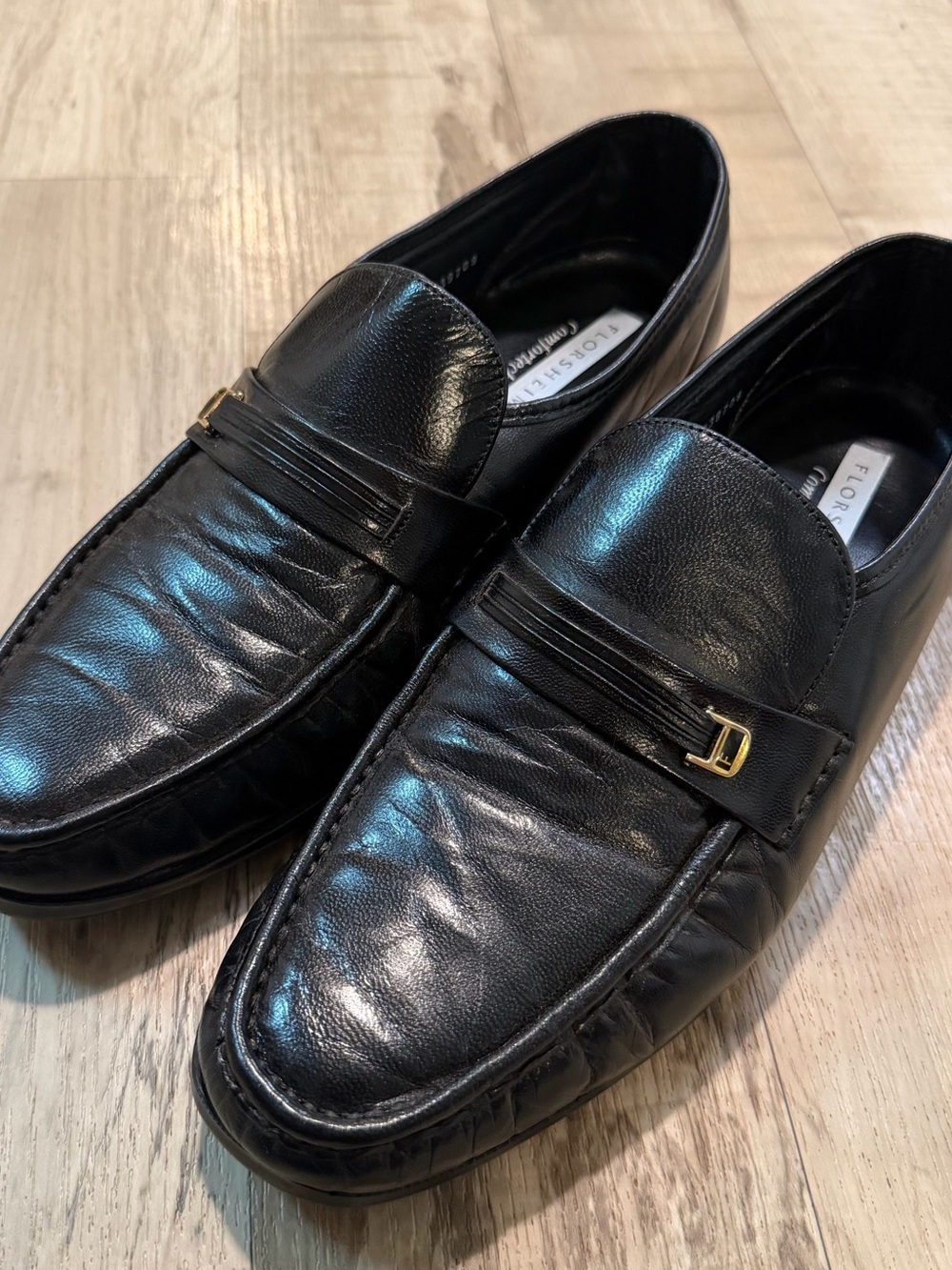 Florsheim Comfortech Mens 11D Black Leather Moc Toe Loafers 17088-01